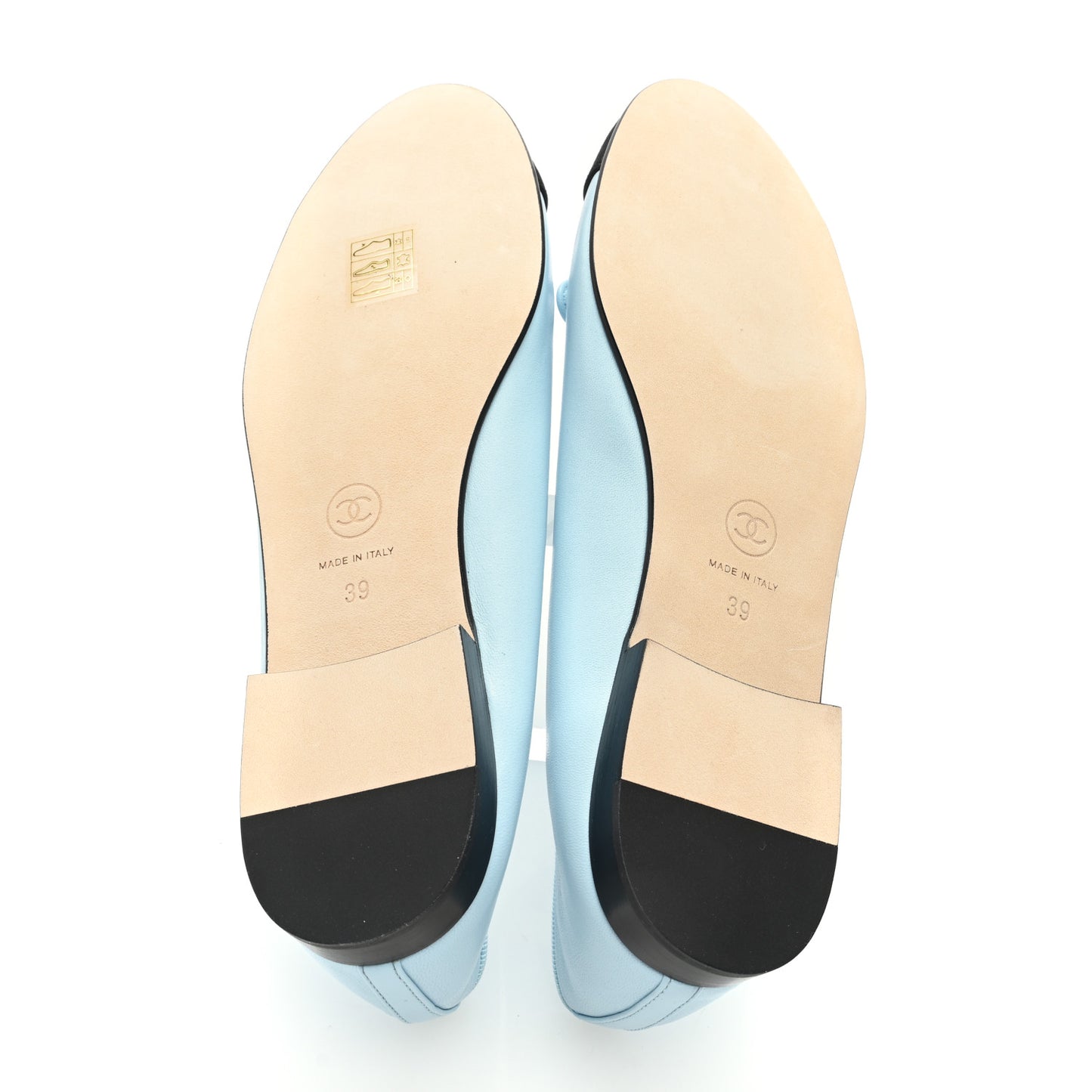 Lambskin Cap Toe CC Ballerina Flats 39 Light Blue Black