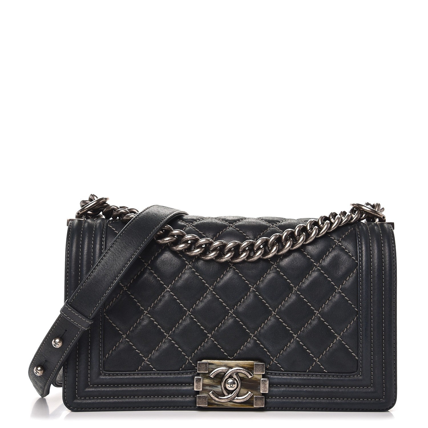 Chanel Suede Calfskin Quilted Medium Boy Flap Black 1 of 11