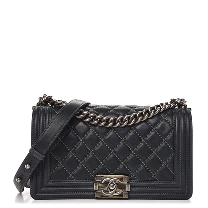 Chanel Suede Calfskin Quilted Medium Boy Flap Black 1 of 11