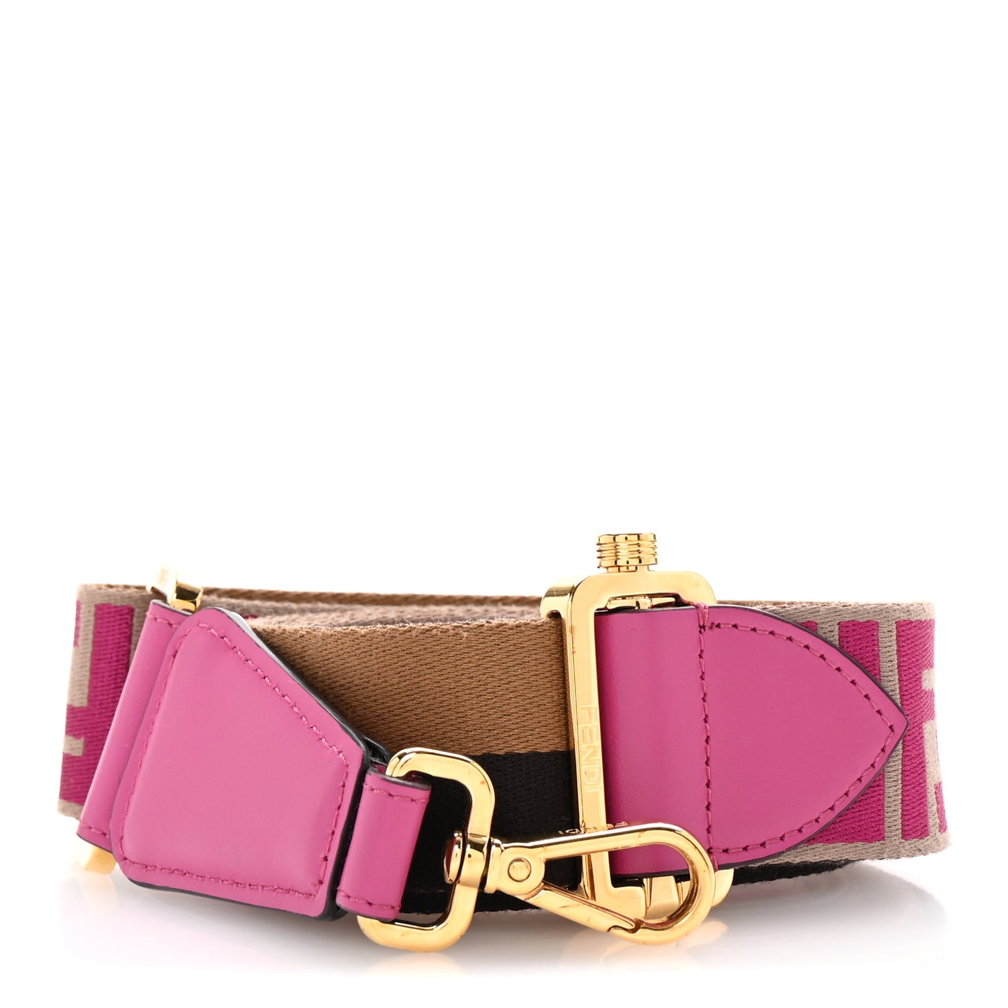 Ribbon Vitello Seta FF 1974 Pequin Reversible Adjustable Strap You Marrone Pink