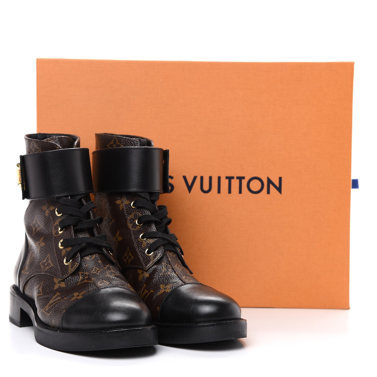 Louis Vuitton Calfskin Monogram Wonderland Flat Ranger Boots 39 Black 10 of 10
