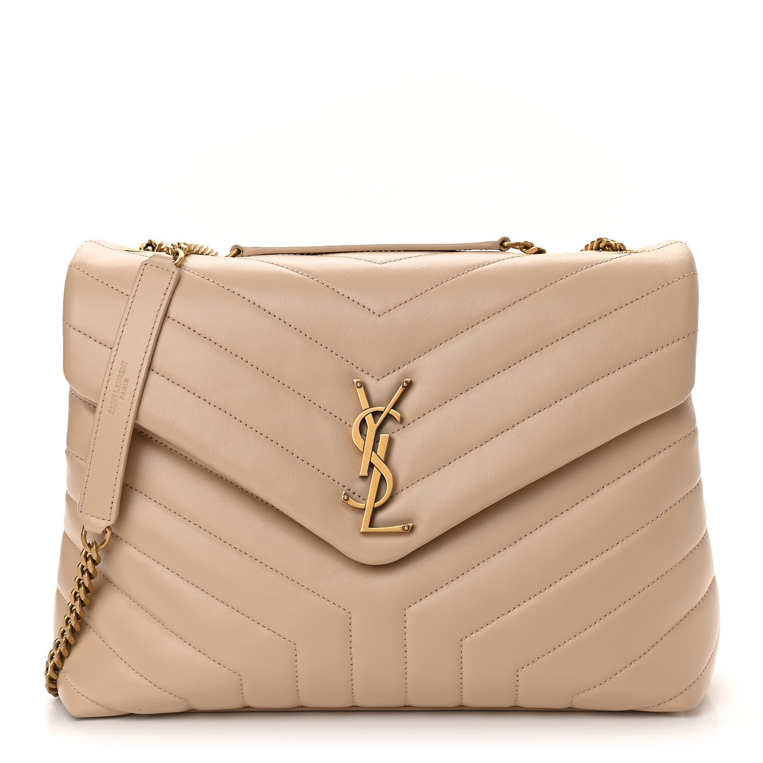 Saint Laurent Calfskin Y Quilted Monogram Medium Loulou Chain Satchel Nude Power 1 of 9