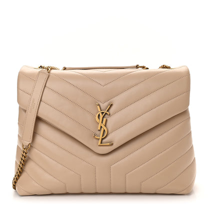 Saint Laurent Calfskin Y Quilted Monogram Medium Loulou Chain Satchel Nude Power 1 of 9