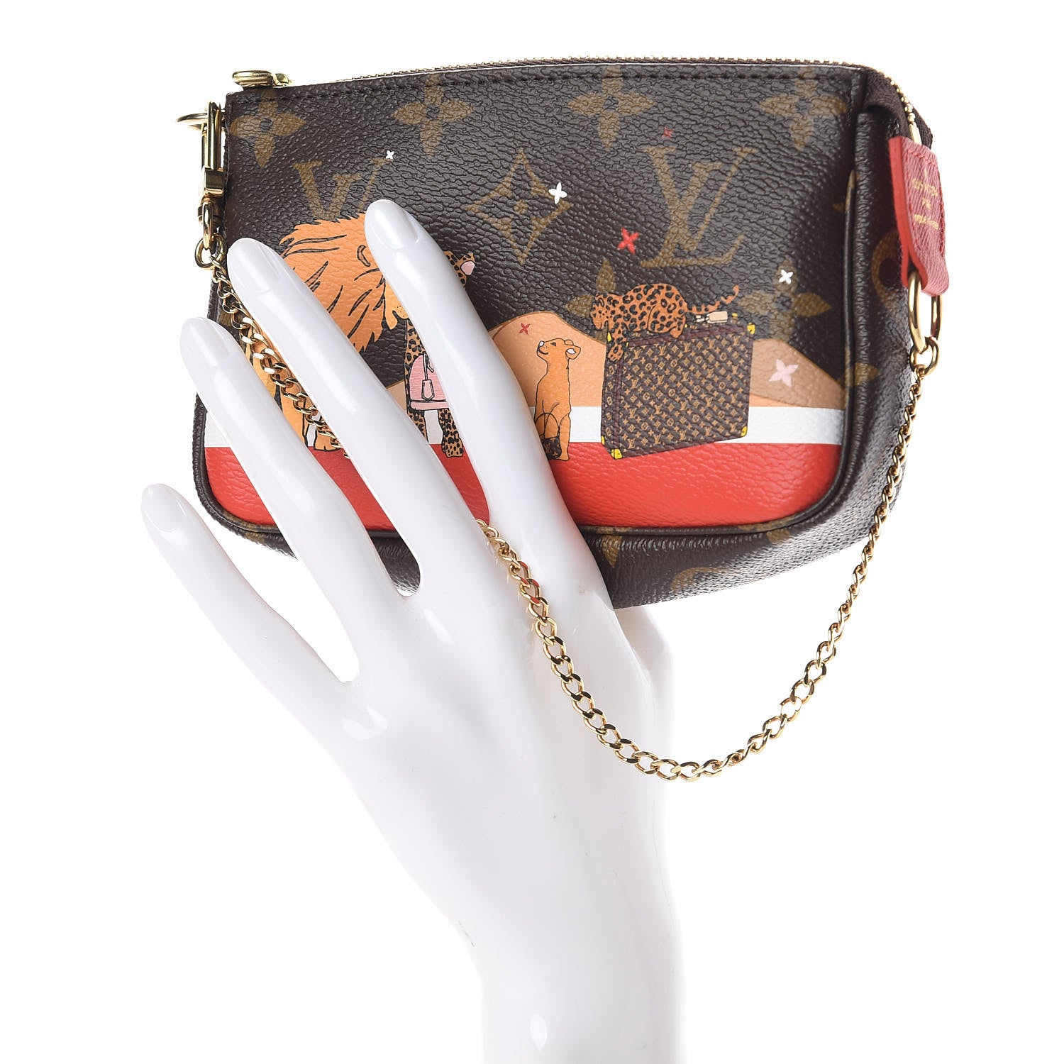 Louis Vuitton Monogram 2018 Christmas Animation Mini Cats Pochette Accessories 2 of 10