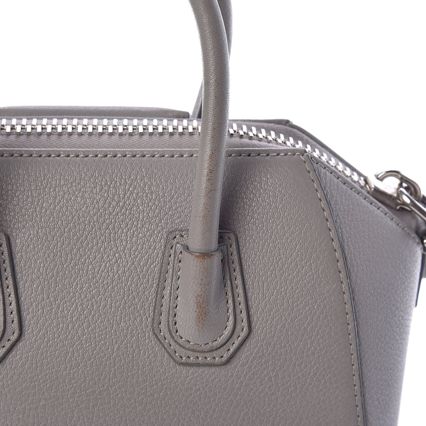 Sugar Goatskin Mini Antigona Pearl Grey