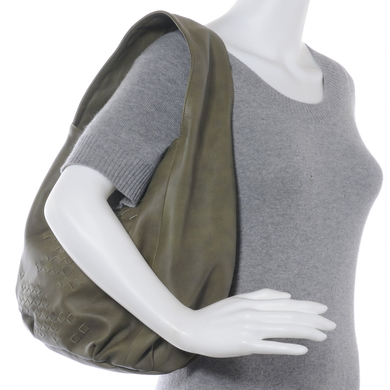 Bottega Veneta Leather Hobo Olive 2 of 7