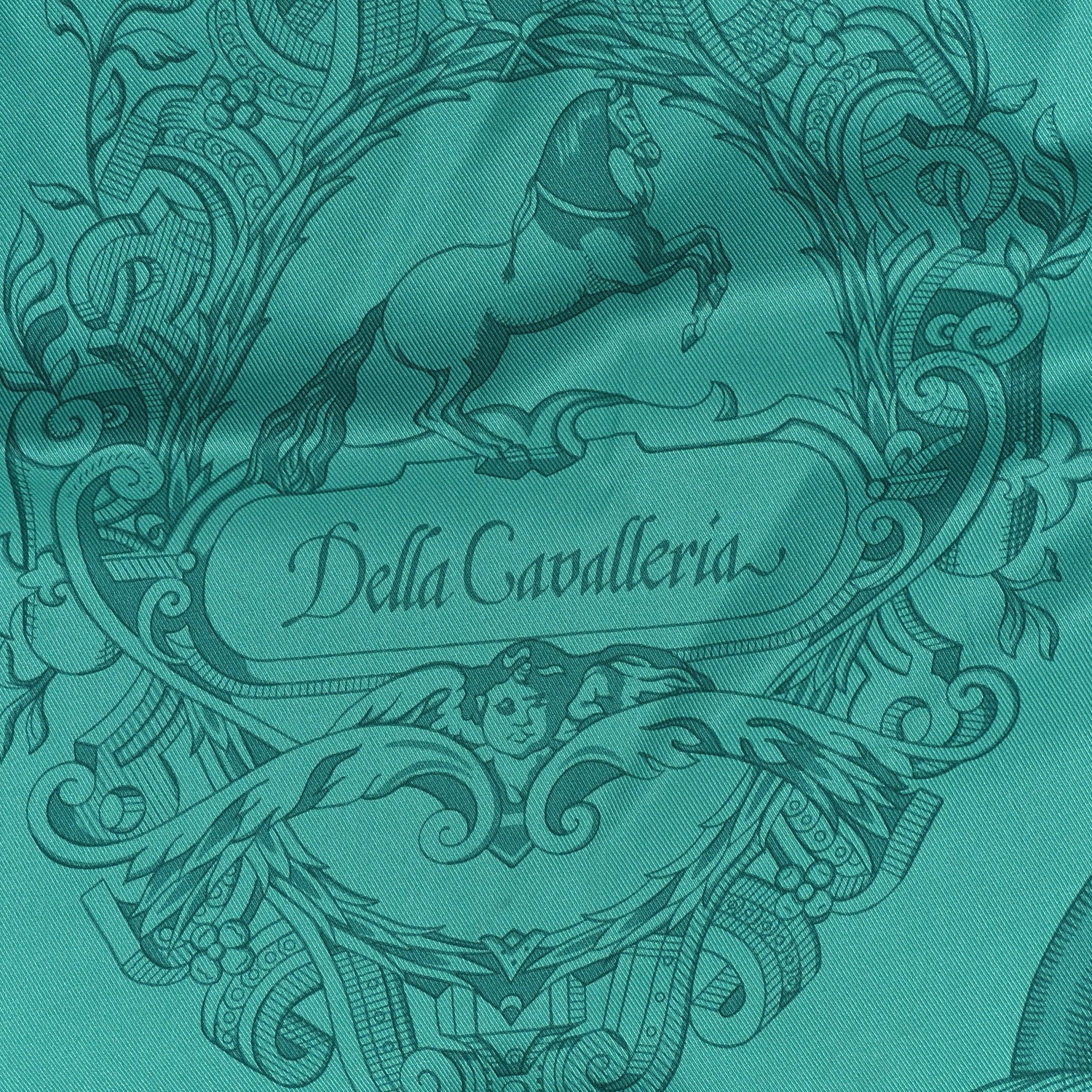 Hermes Silk Della Cavalleria Scarf 70 Vert White 6 of 6