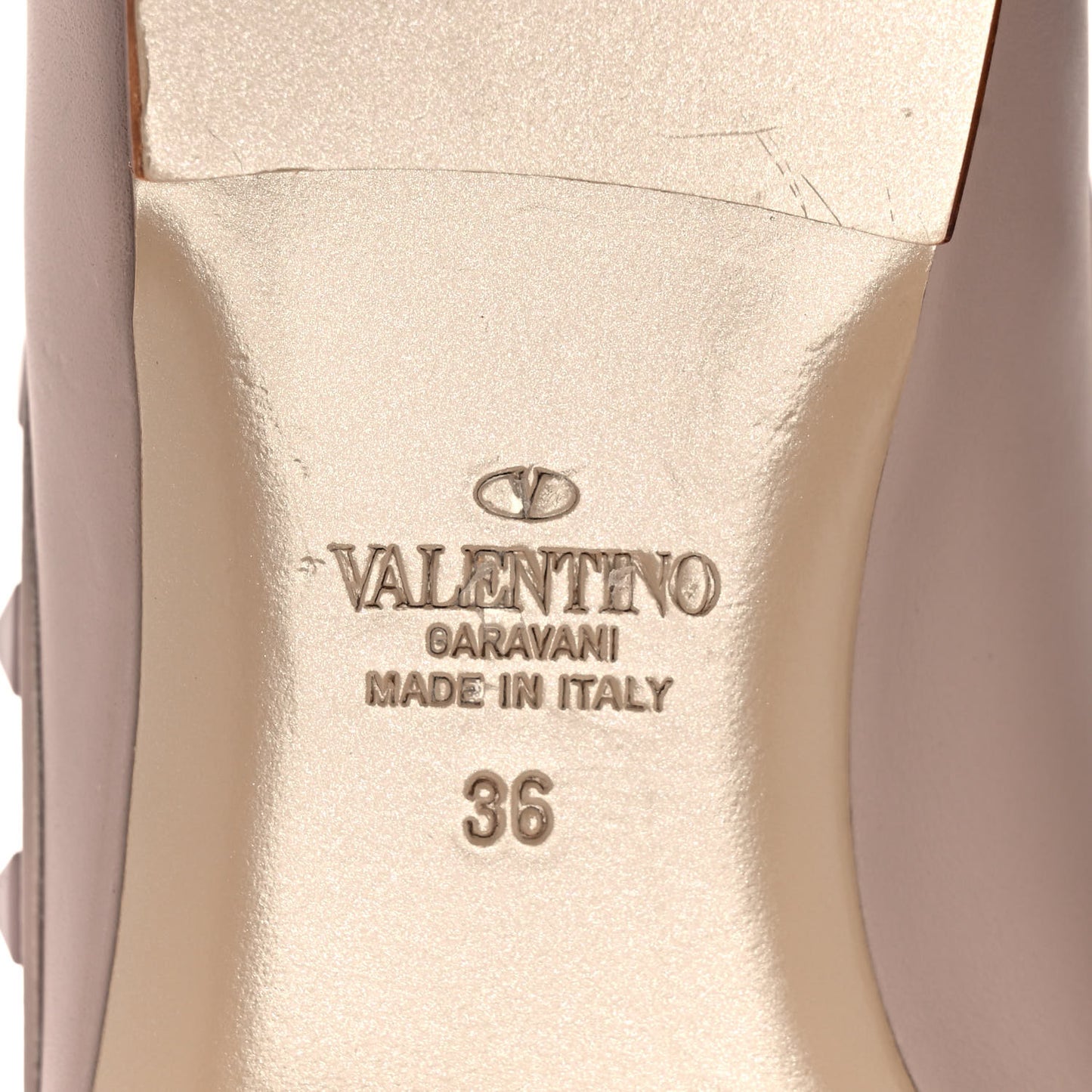 Calfskin Lacquered Monochrome Rockstud Ballerina Flats 36 Poudre