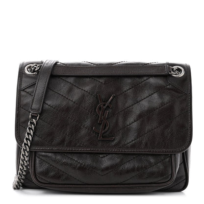 Saint Laurent Crinkled Calfskin Matelasse Monogram Medium Niki Chain Satchel Tulip 1 of 11