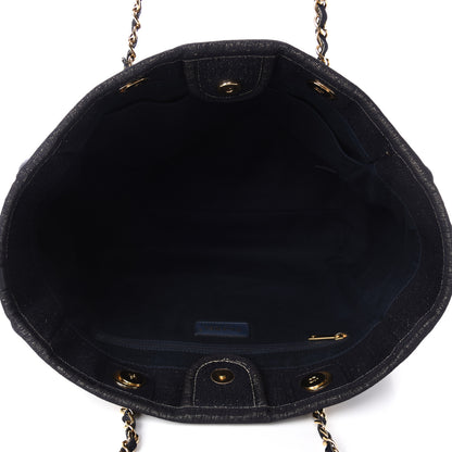 Chanel Lurex Canvas Small Deauville Tote Navy Blue Gold 5 of 11