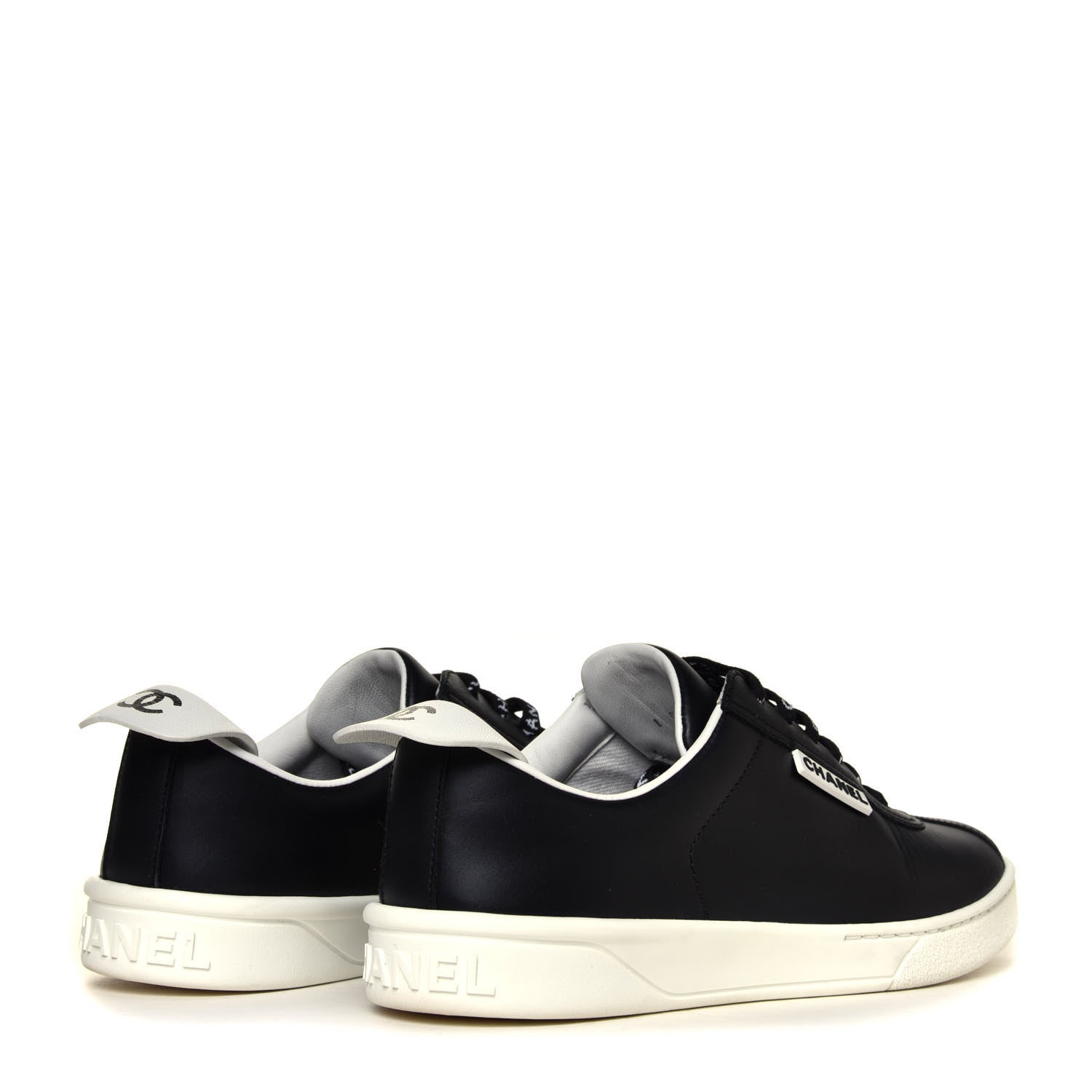 Chanel Calfskin Womens CC Sneakers 36 Black 6 of 12