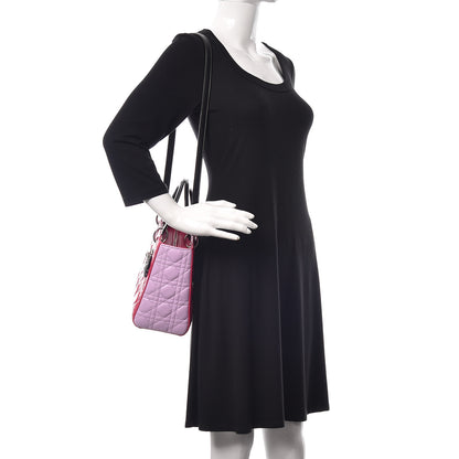 Christian Dior Lambskin Cannage Medium Tri-Color Lady Dior Fuchsia Anemone Black 2 of 8