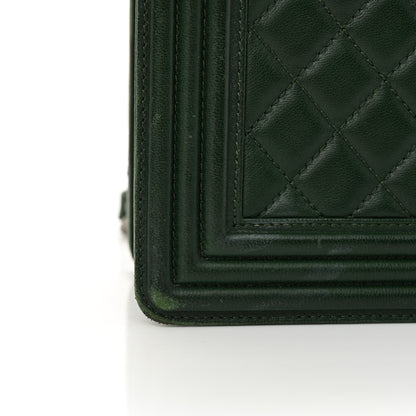 Chanel Lambskin Quilted New Medium Boy Flap Dark Green 14 of 15