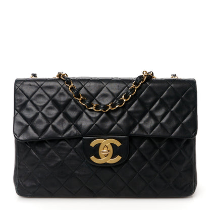 Chanel Lambskin Quilted XL Jumbo Single Flap Black 1 of 16