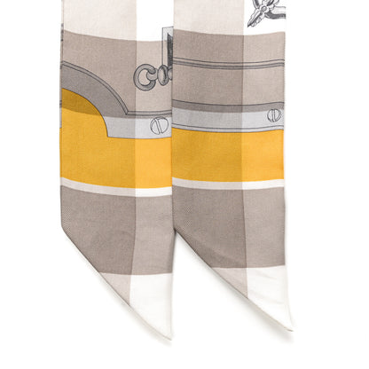 Hermes Silk Mors Et Gourmettes Vichy Twilly Etoupe Jaune Vif White 2 of 5
