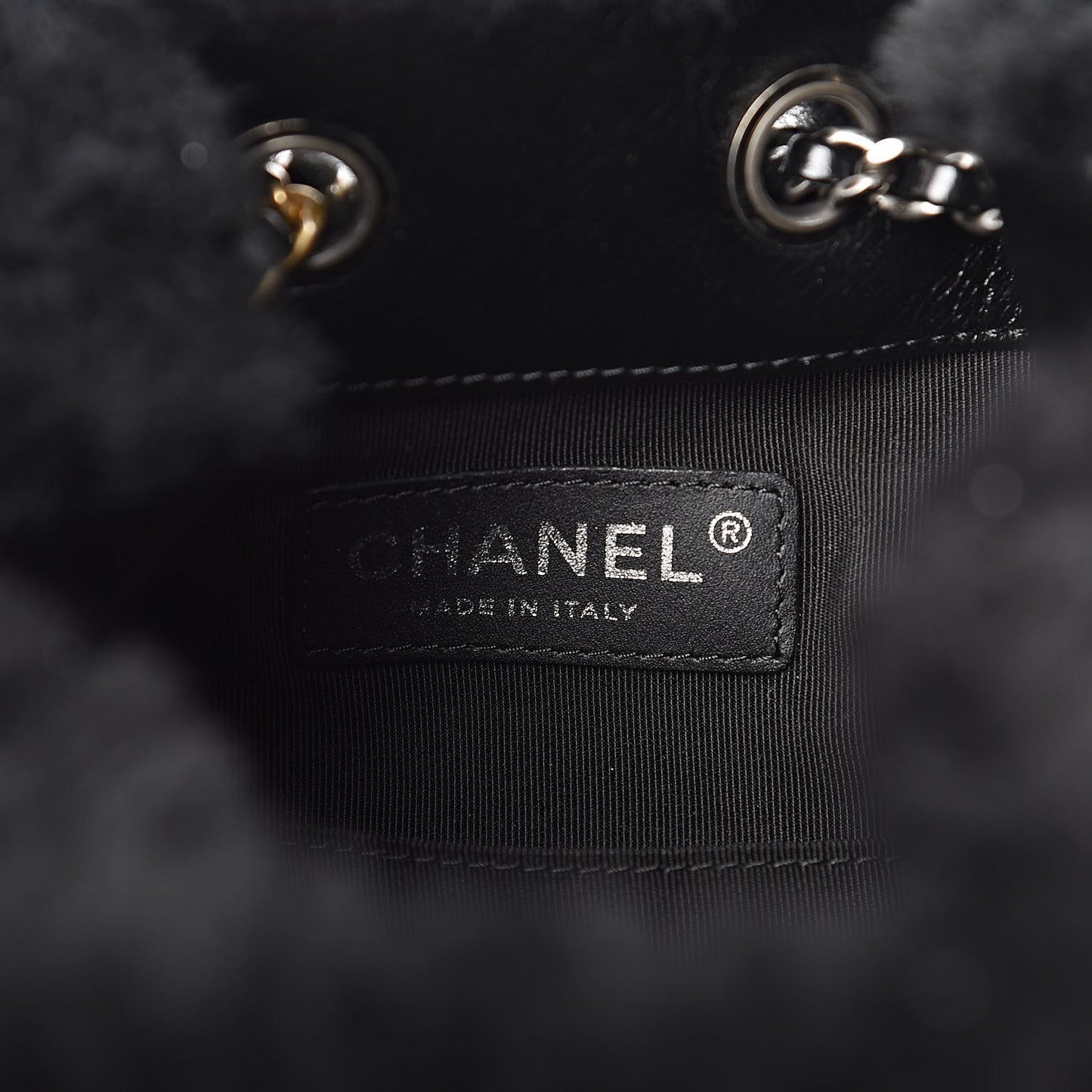 Shearling Small Gabrielle Backpack Black