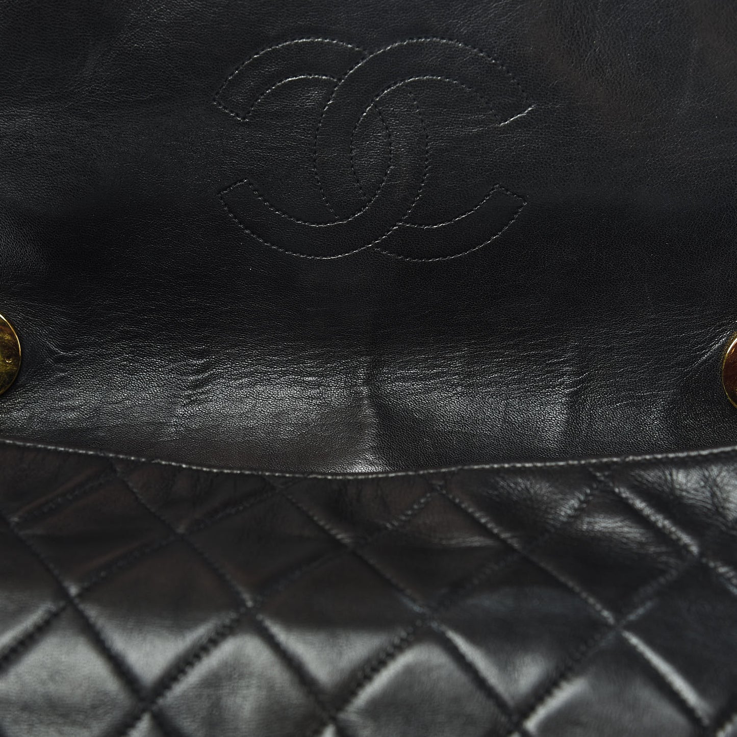 Lambskin Quilted Jumbo Single Flap Black