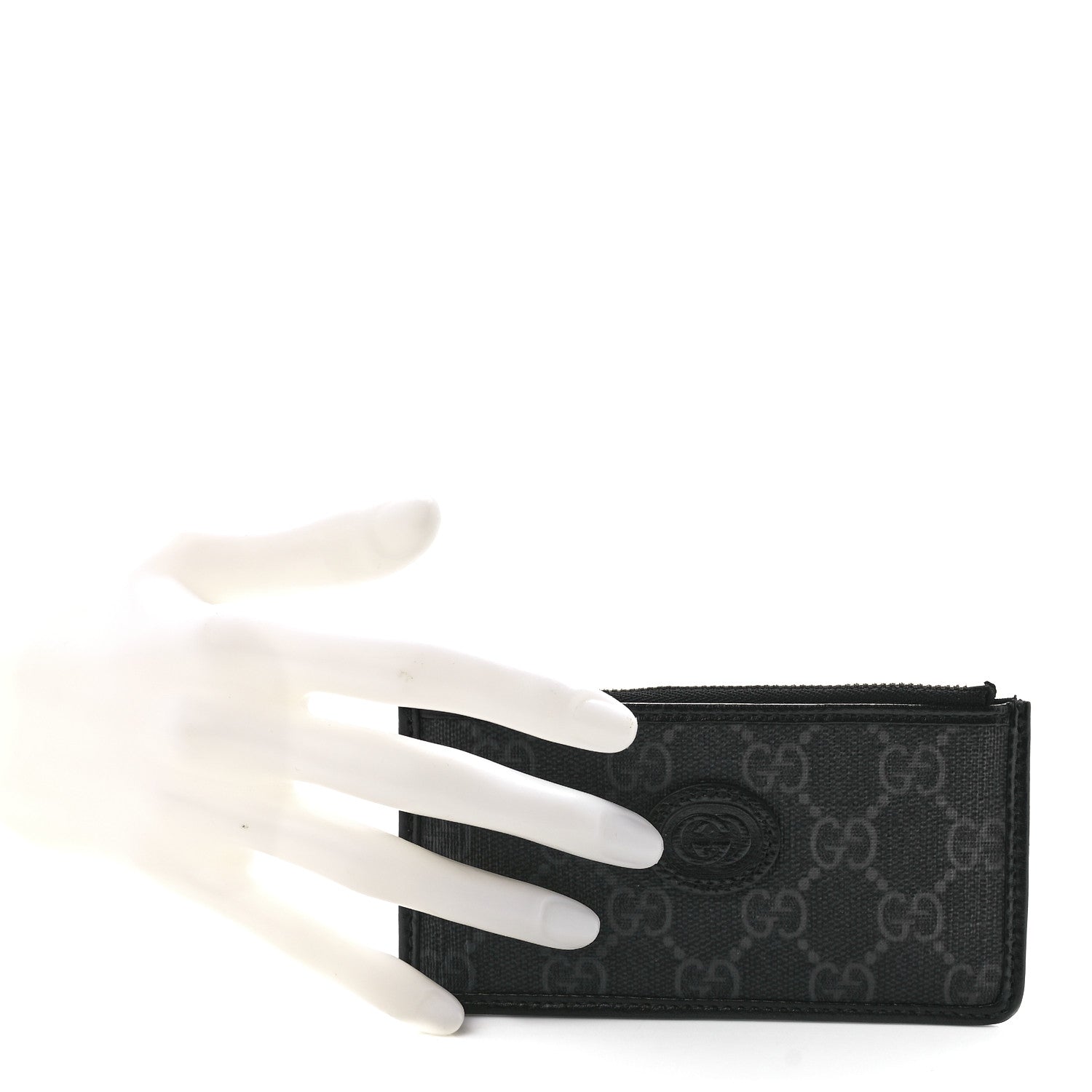 Gucci GG Supreme Monogram Azalea Calfskin Retro Interlocking G Coin Case Card Holder Black 2 of 11