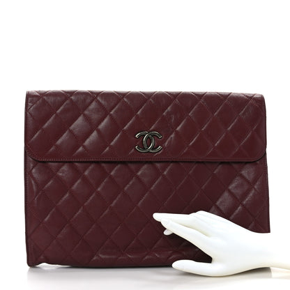 Chanel Calfskin Quilted Document Portfolio Holder Dark Red 2 of 9