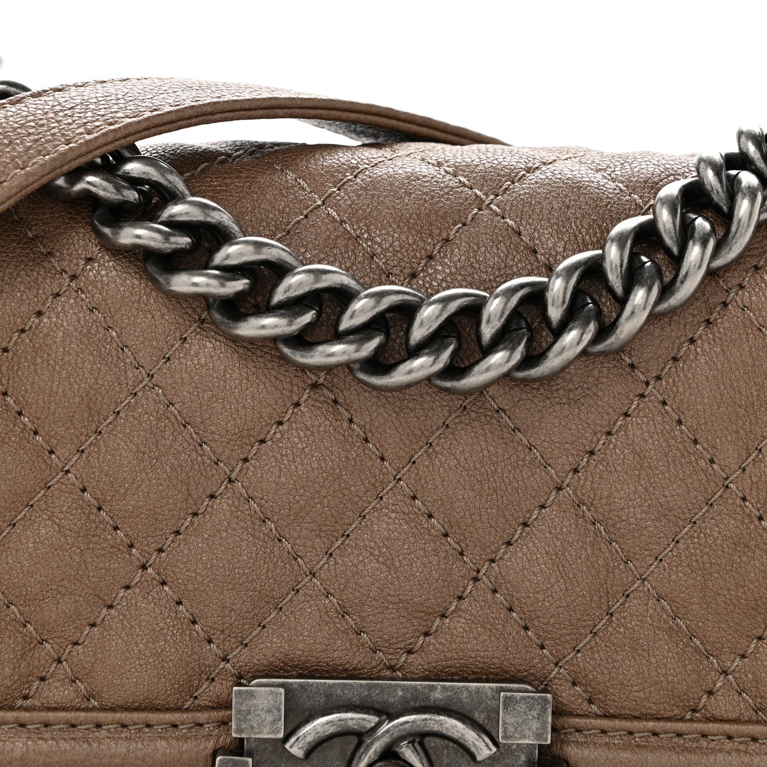 Chanel Metallic Calfskin Quilted Small Boy Flap Taupe 8 of 11