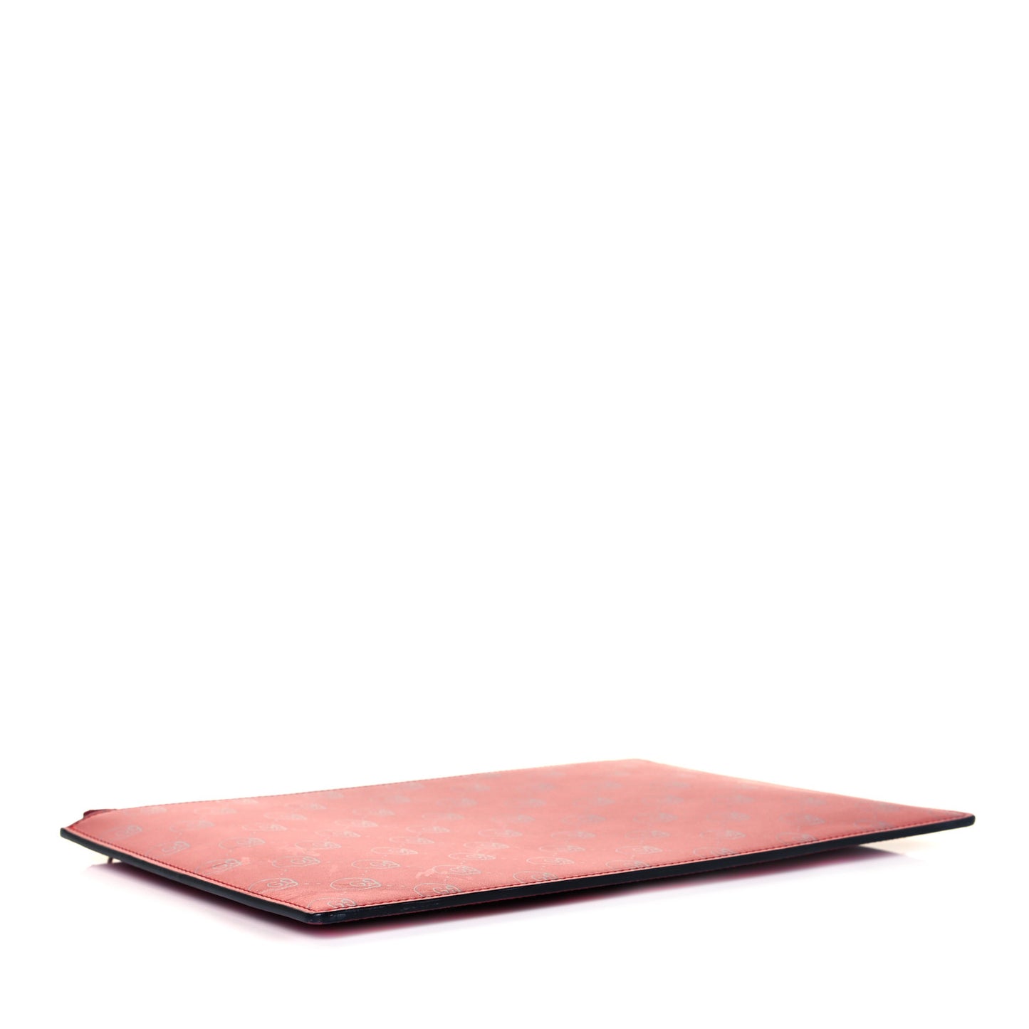 Calfskin GucciGhost Hamlet Skull Zip Pouch Hibiscus Red