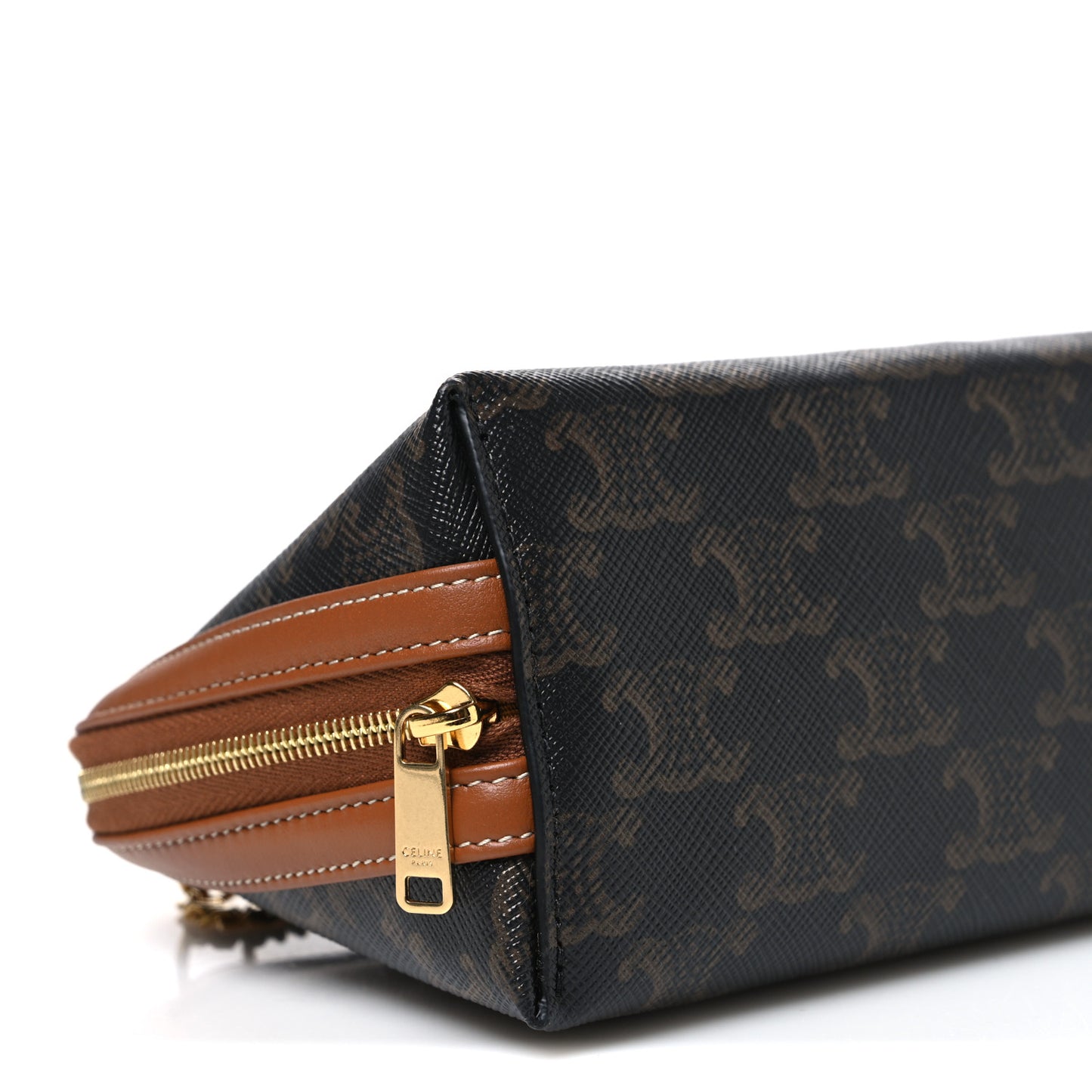 Triomphe Canvas Lambskin Clutch On Chain Tan