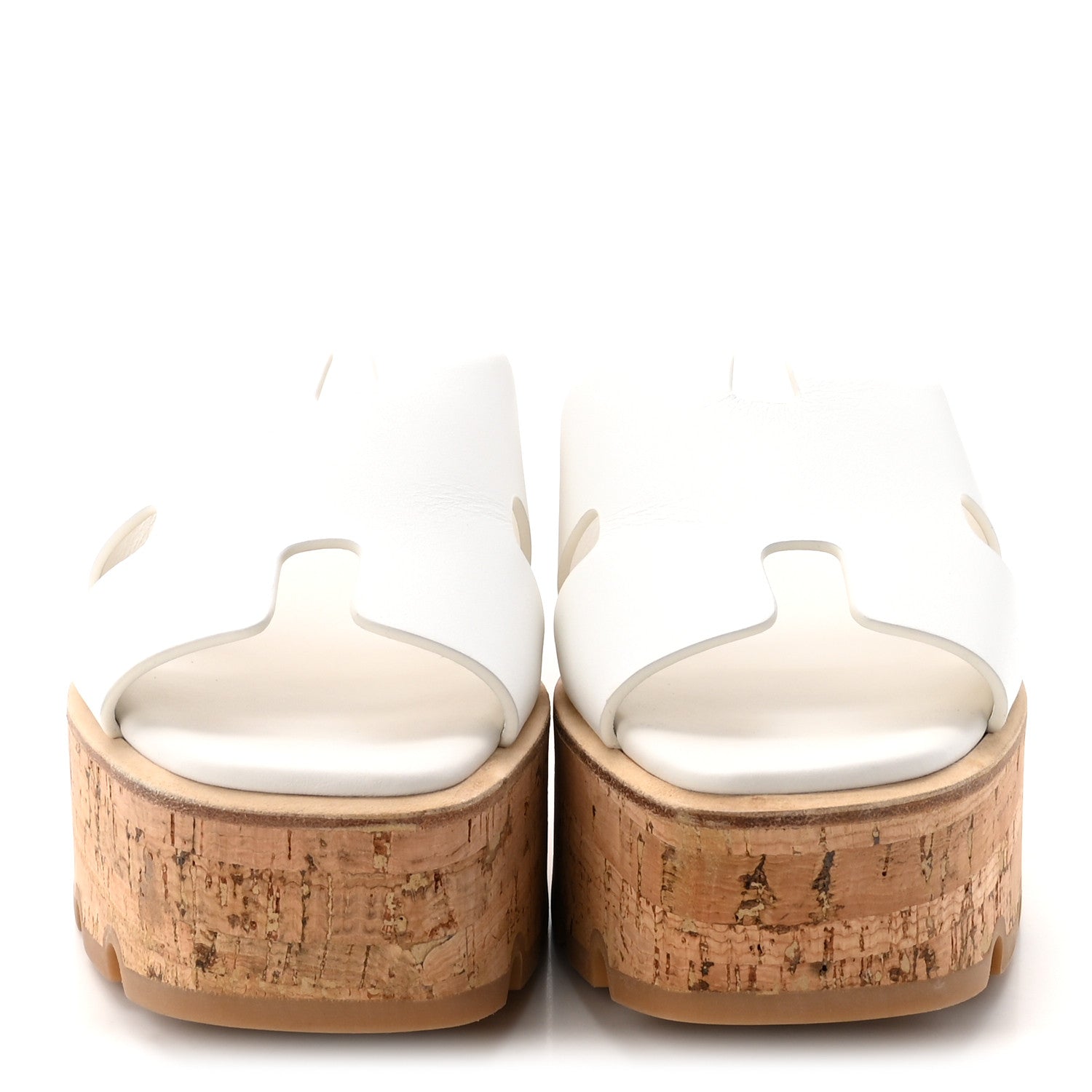 Hermes Calfskin Cork Eze 30 Sandals 37 White 3 of 10