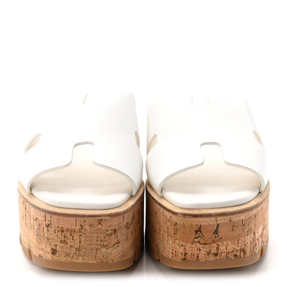 Hermes Calfskin Cork Eze 30 Sandals 37 White 3 of 10