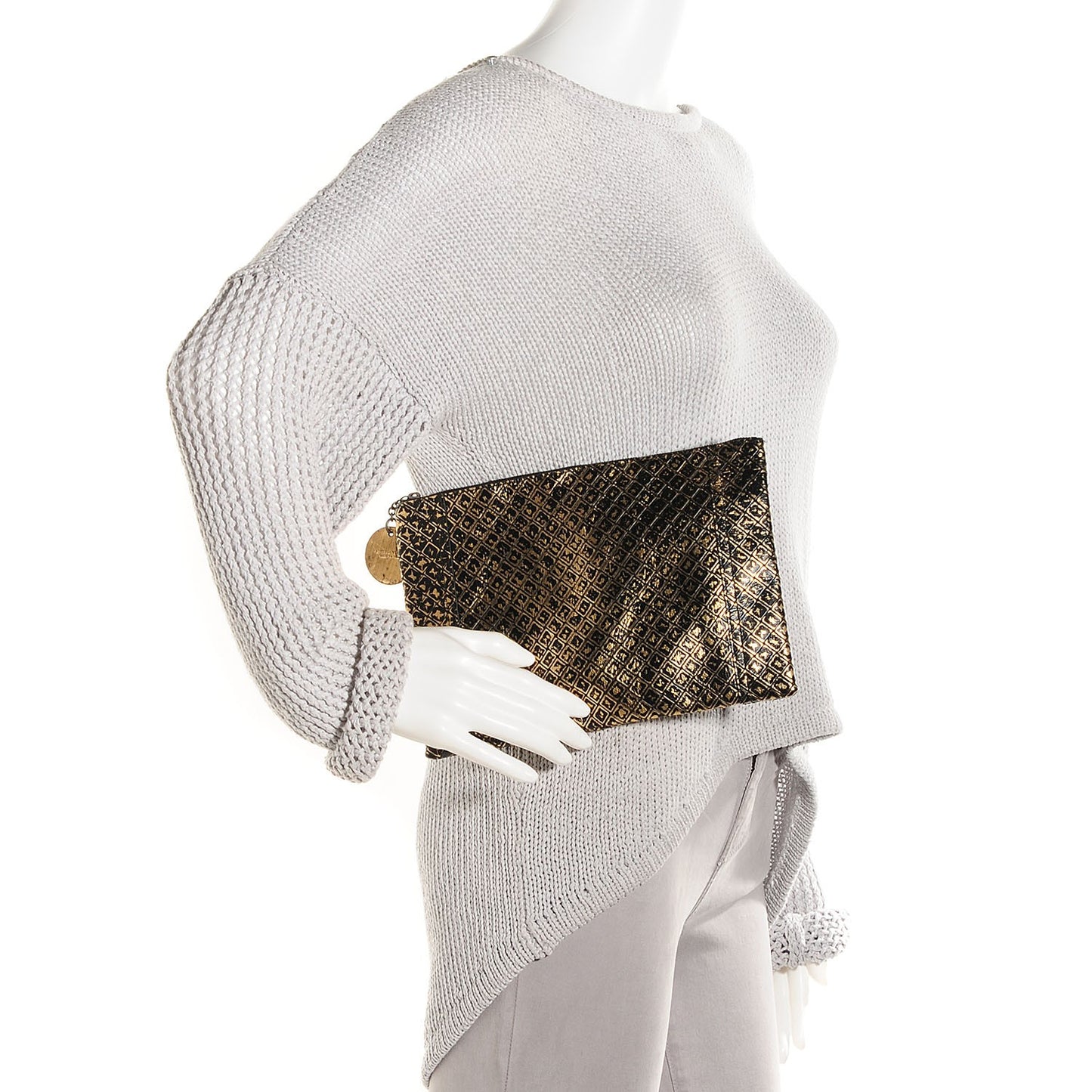 Calfskin Intrecciomirage Pouch Gold