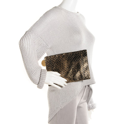 Bottega Veneta Calfskin Intrecciomirage Pouch Gold 2 of 7