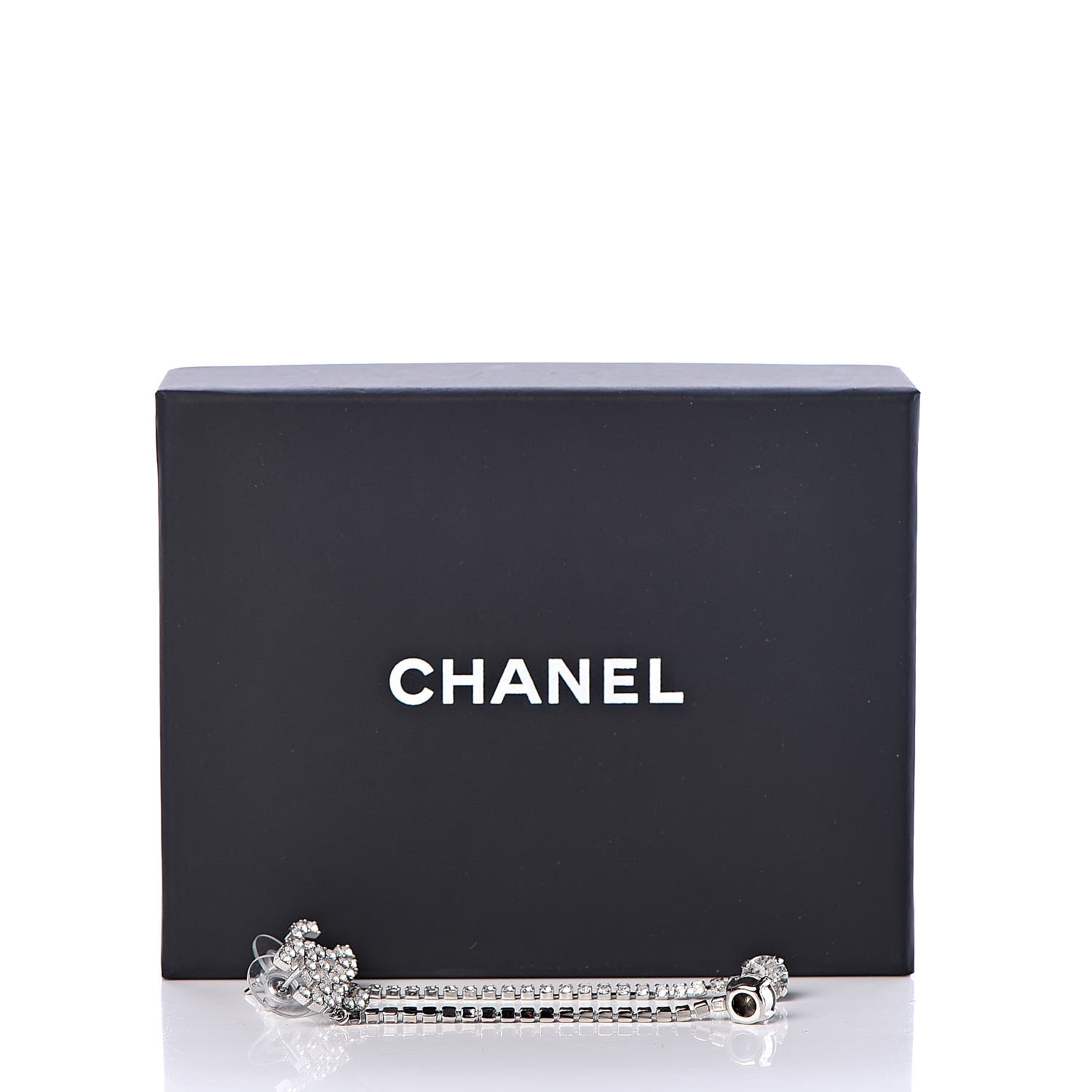 Chanel Crystal CC Drop Earrings Silver 5 of 5