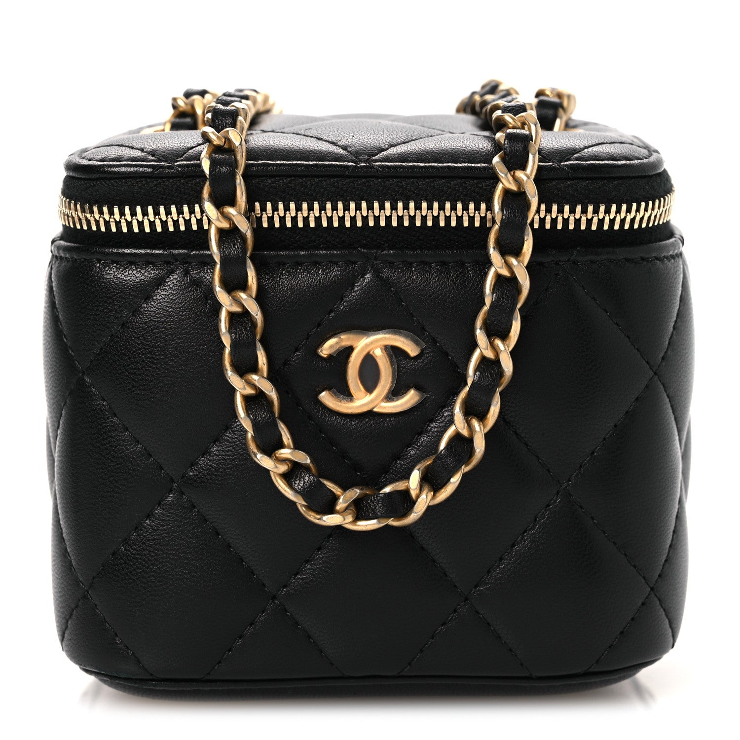 Chanel Lambskin Quilted Mini Pearl Crush Vanity Case With Chain Black 7 of 10