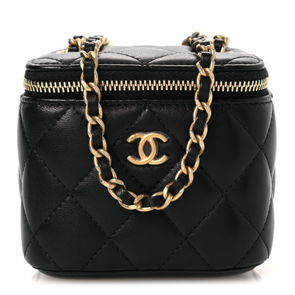 Chanel Lambskin Quilted Mini Pearl Crush Vanity Case With Chain Black 7 of 10