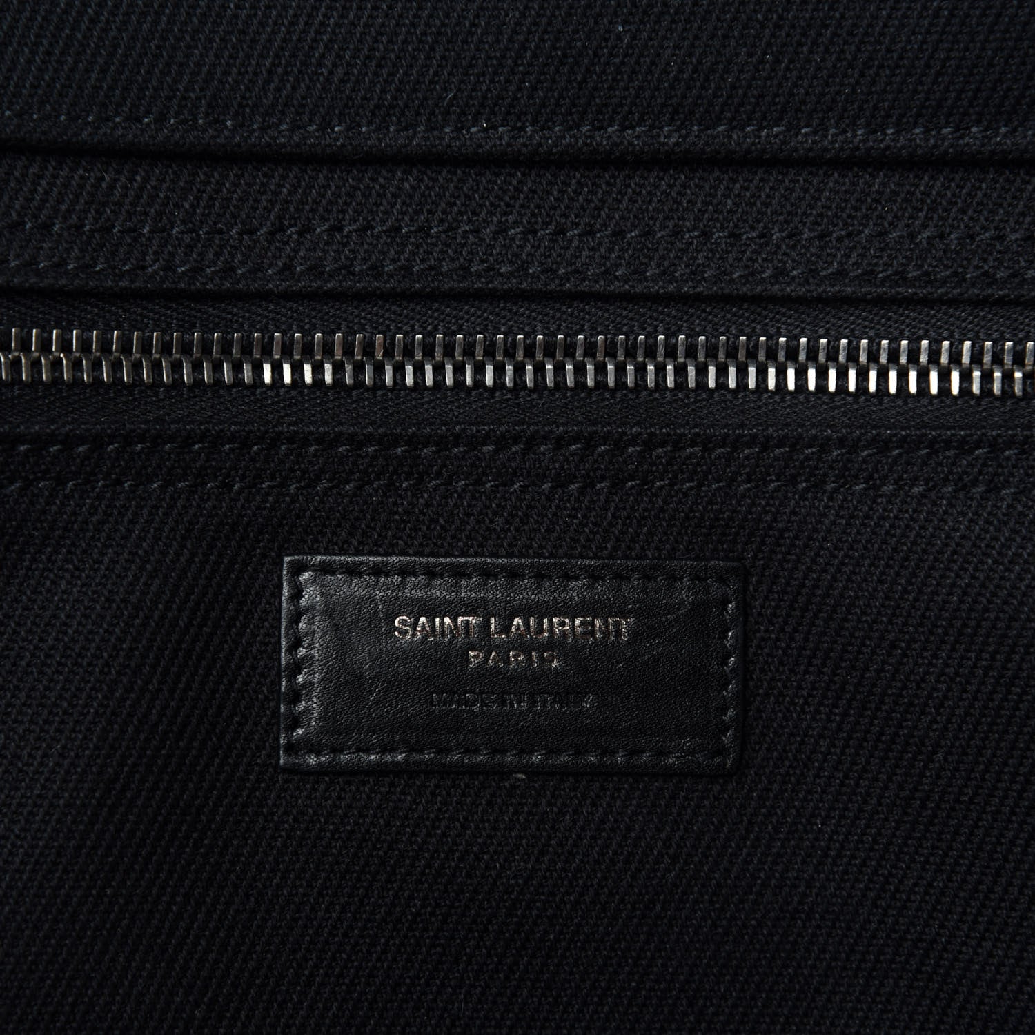 Saint Laurent Linen Calfskin Rive Gauche Tote Black 8 of 10