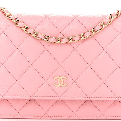 Chanel Caviar Quilted Wallet on Chain WOC Light Pink 9 of 11