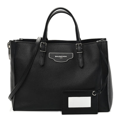 Balenciaga Grained Calfskin Plate Hardware Papier A6 Zip Around Tote Black 1 of 12