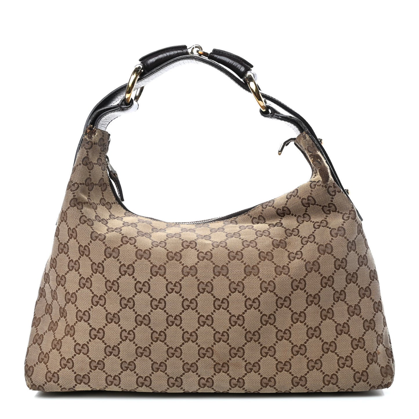 Monogram Medium Horsebit Chain Hobo Dark Brown