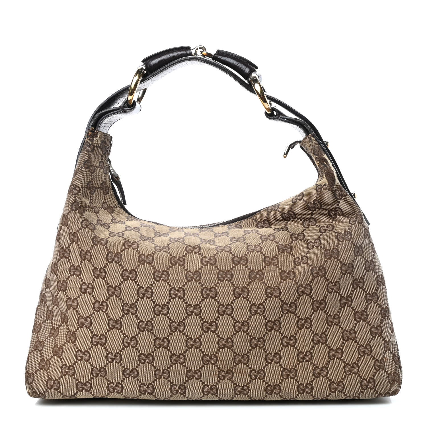 Gucci Monogram Medium Horsebit Chain Hobo Dark Brown 1 of 10