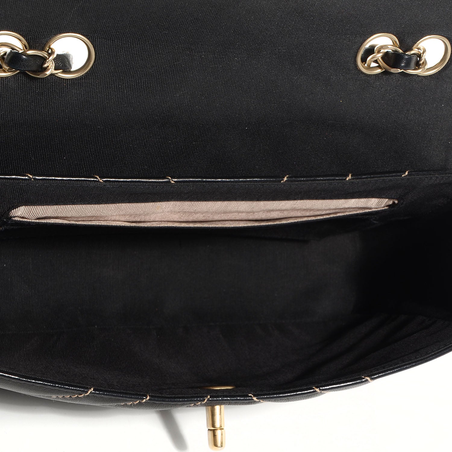 Chanel Lambskin Small Chevron Flap Black Beige 5 of 8