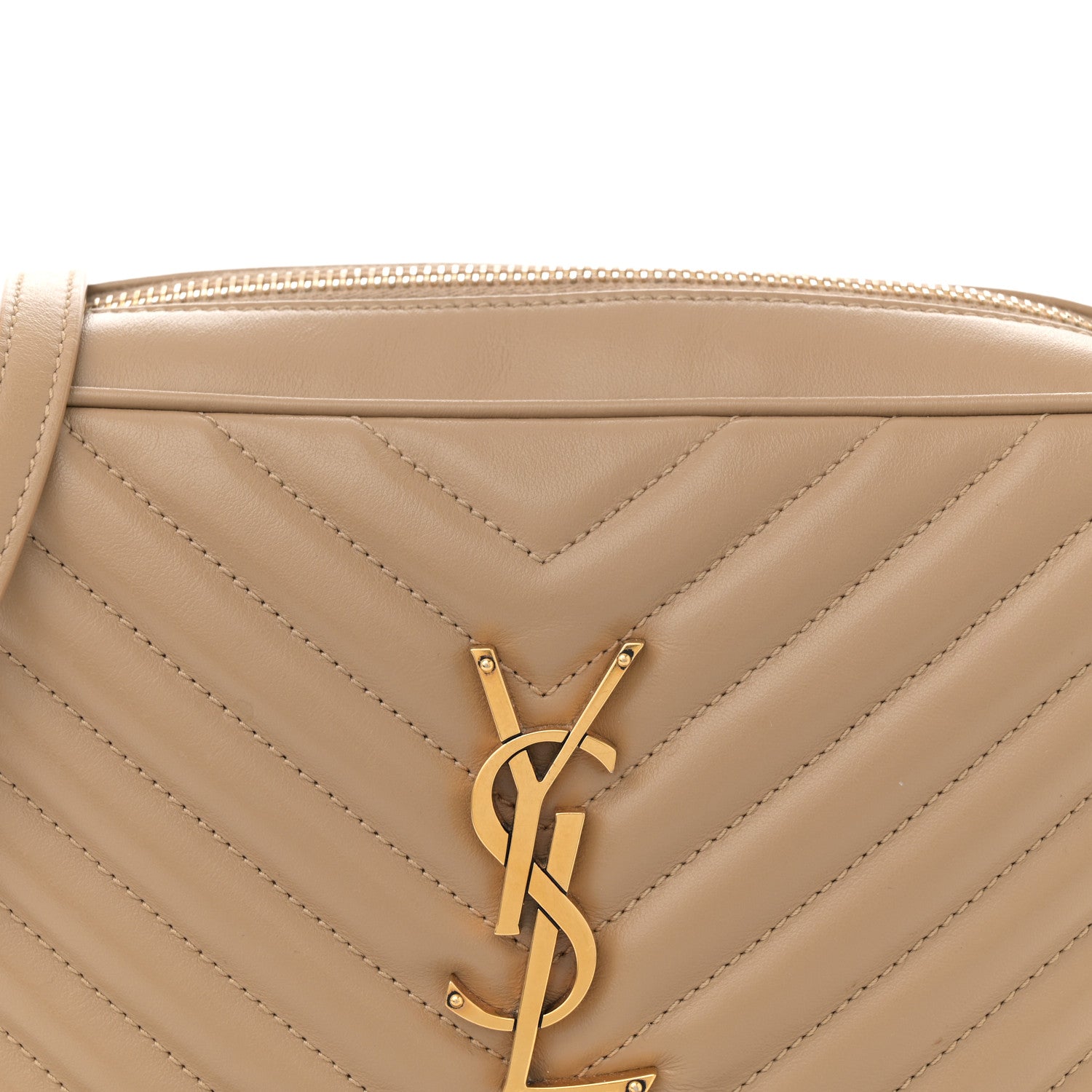 Saint Laurent Calfskin Matelasse Monogram Lou Camera Bag Dark Beige 8 of 11