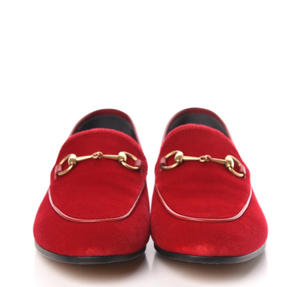 Gucci Velvet Horsebit Womens Jordaan Loafers 38 Hibiscus Red 2 of 10