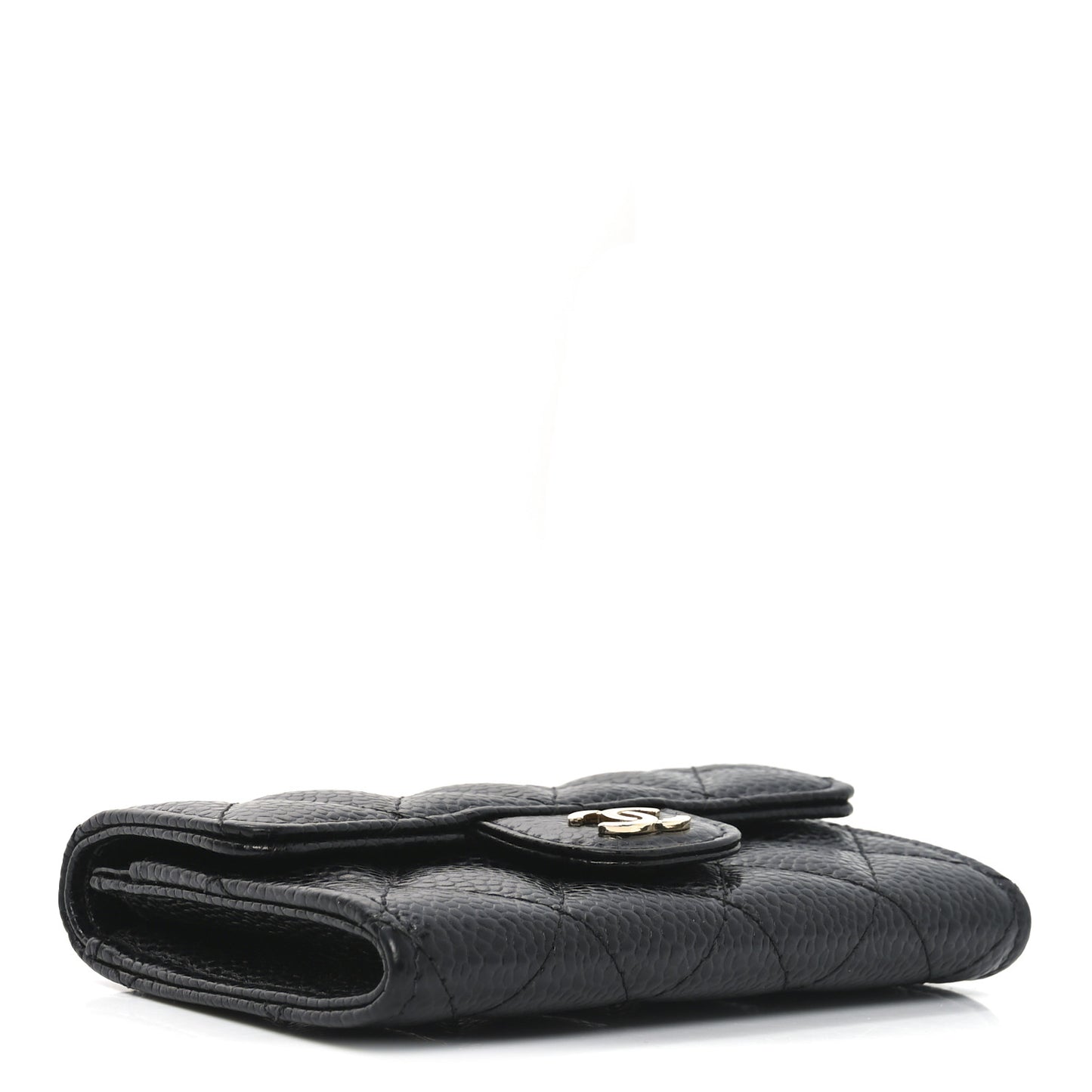 Caviar Quilted Flap Card Holder Black