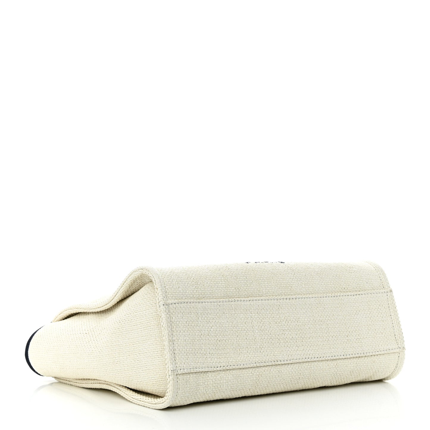 Woven Straw Raffia Small Deauville Tote White Navy