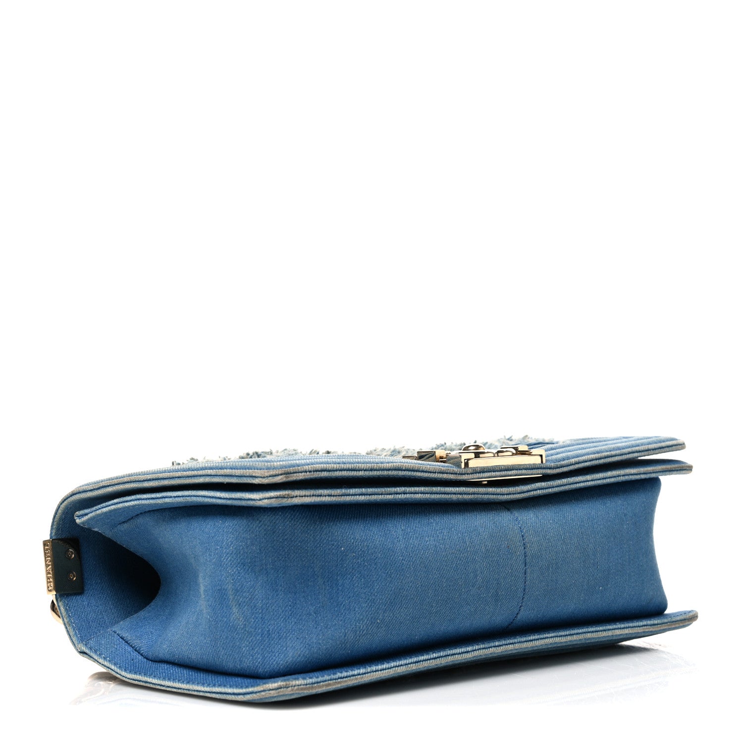 Chanel Denim Pleated Medium Boy Flap Light Blue 3 of 10
