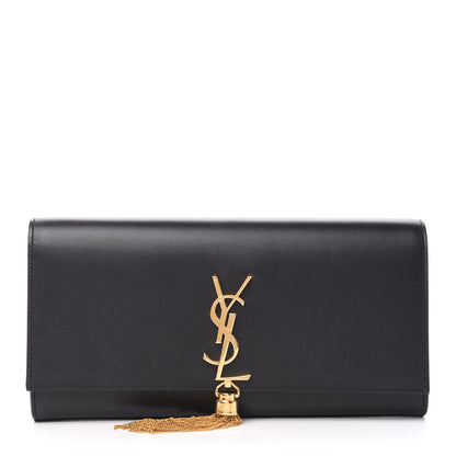 Saint Laurent Calfskin Classic Monogram Tassel Clutch Black 1 of 8