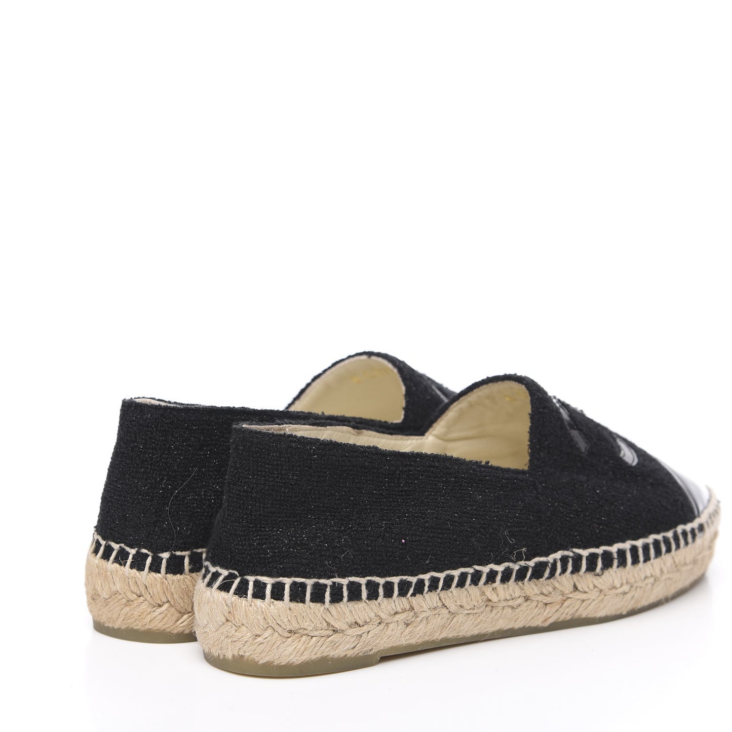 Fabric Patent Calfskin CC Espadrilles 36 Black