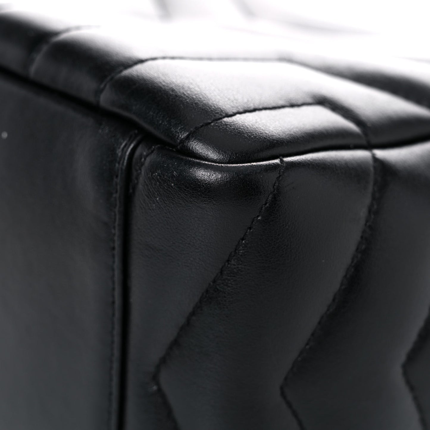 Calfskin Y Quilted Monogram Small Loulou Bowling Bag Black