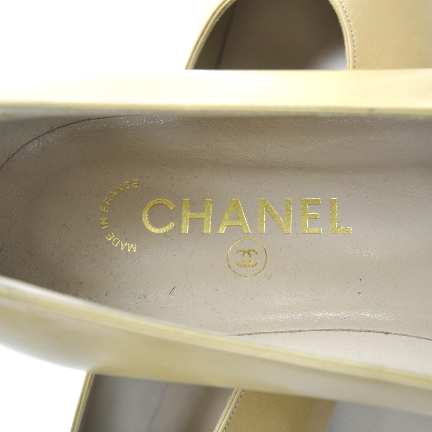 Leather Cap Toe Flats 41 Beige and Black