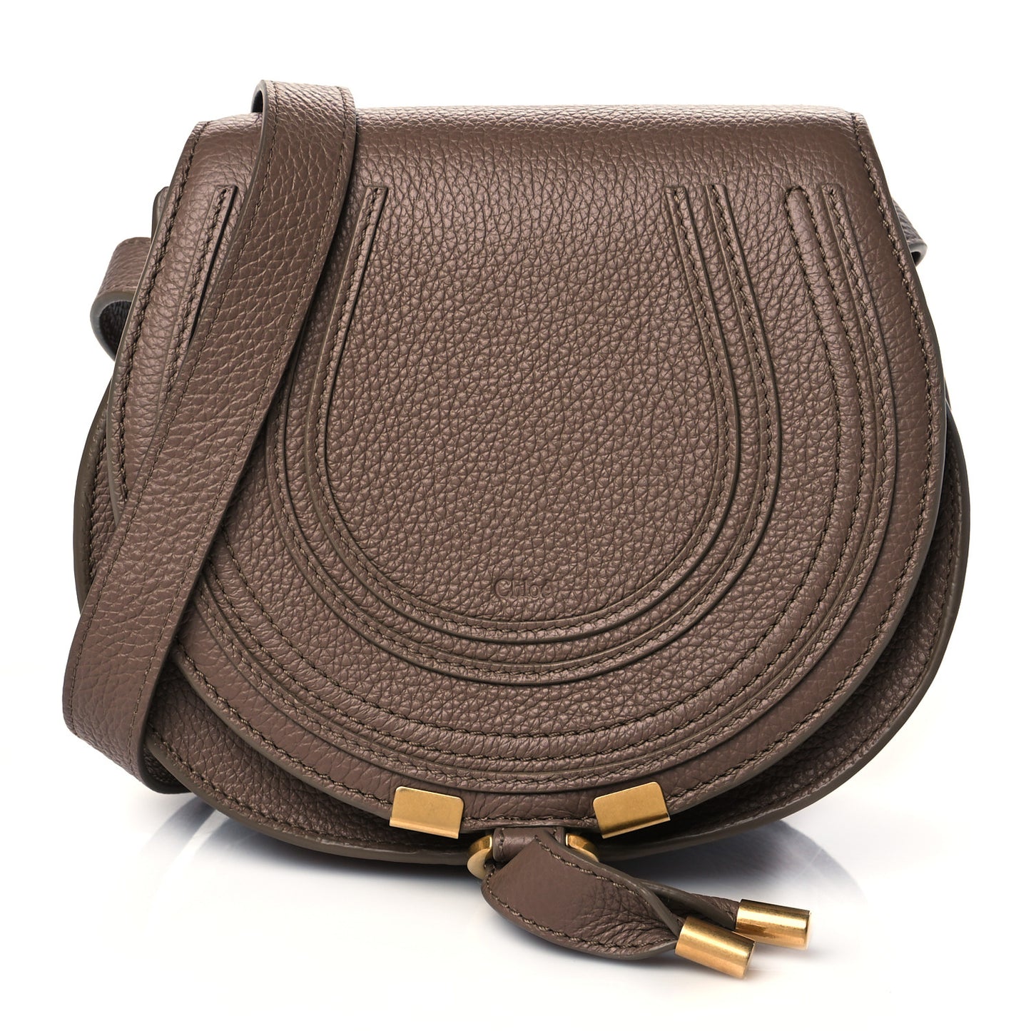 Calfskin Mini Marcie Round Crossbody Bag Desert Taupe