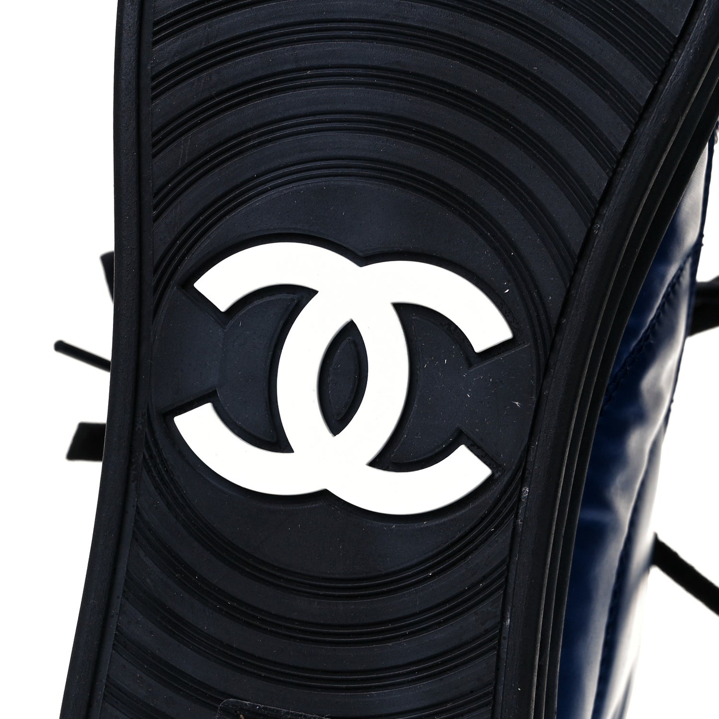 Calfskin Pearl High Top CC Sneakers 37 Black Blue